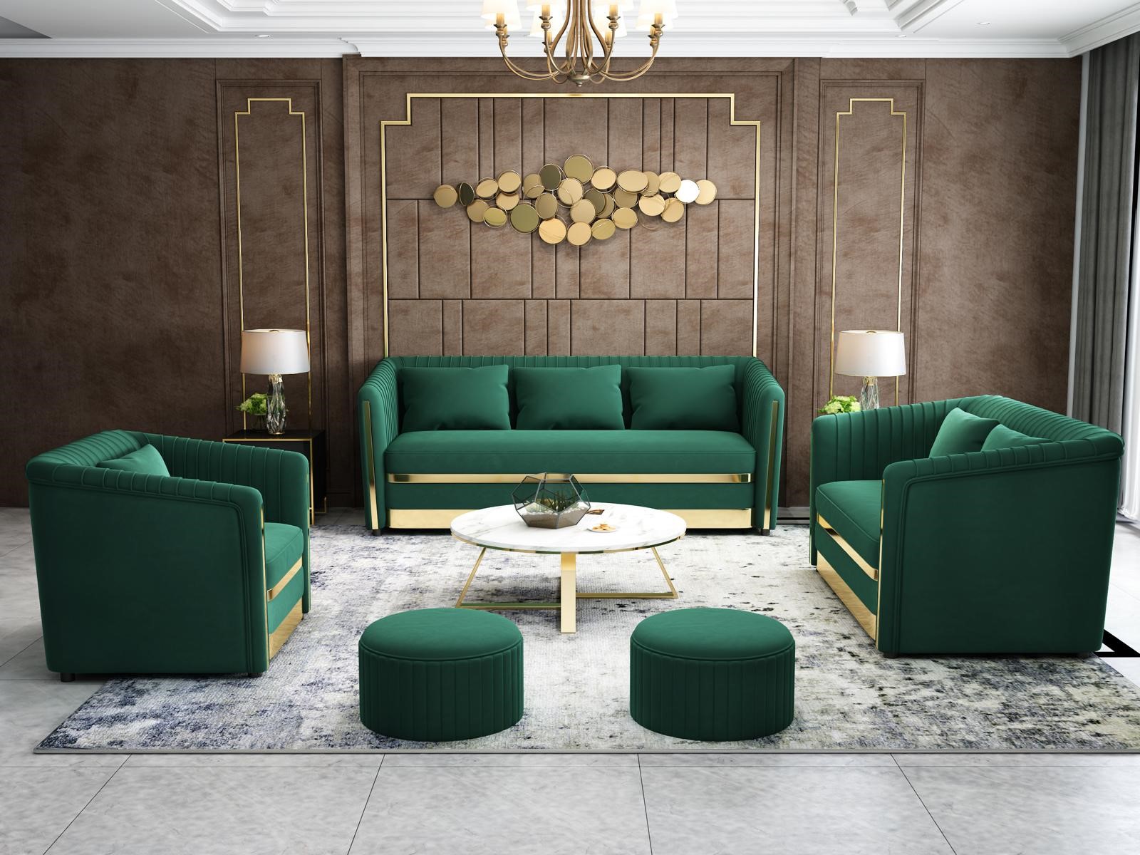 Sofagarnitur 3+2+1 Sitzer Couch Ledersofa Wohnlandschaft Garnitur Design