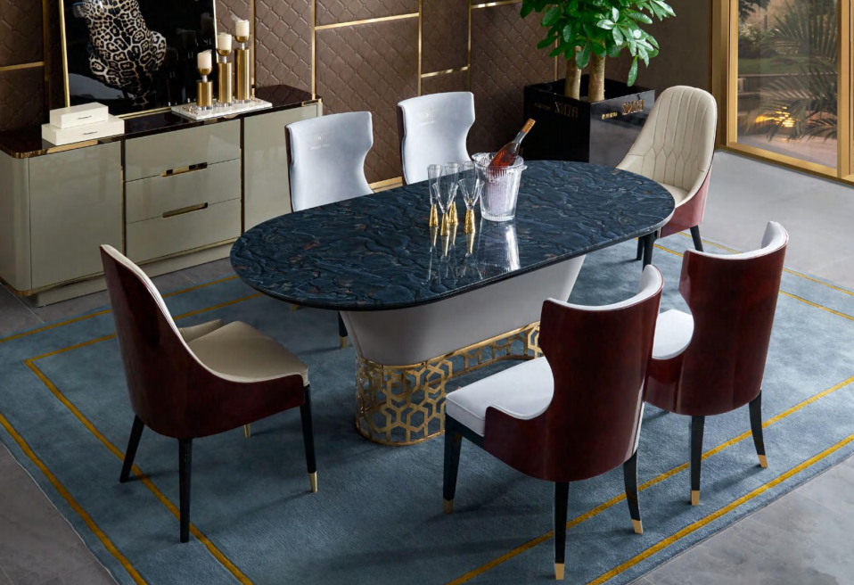 Komplette Esszimmer Garnitur Tisch 6x Stühle Lehnstuhl Luxus Essgruppe
