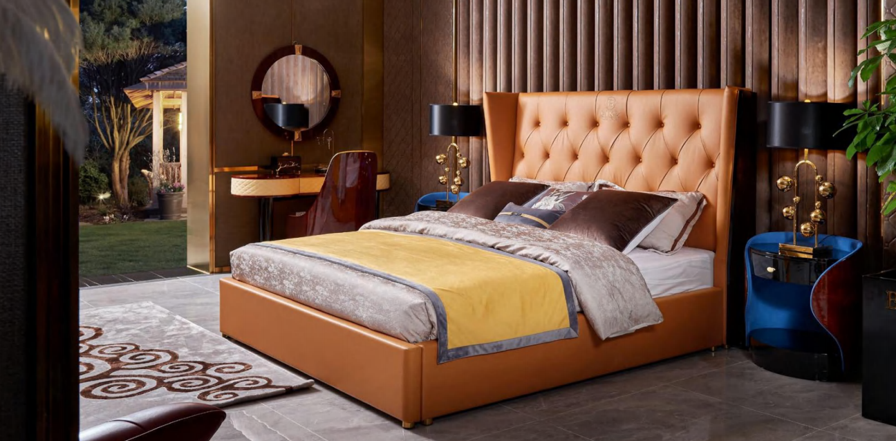 Bett Schlafzimmer Möbel 6tlg. Leder Komplett Set Design Luxus Betten
