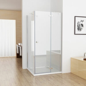Duschkabine Eckeinstieg 100x70 cm Dusche Falttür 100 mit Seitenwand 70 esg Glas 195cm - Miqu