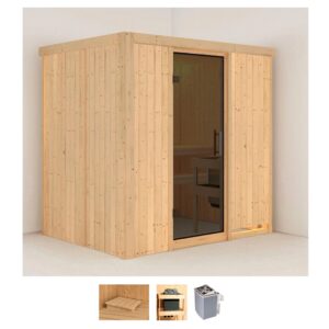 Karibu Sauna "Bedine", (Set), 9 KW-Ofen mit integrierter Steuerung