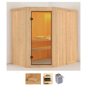 Karibu Sauna "Clara", (Set), 9 KW-Ofen mit integrierter Steuerung