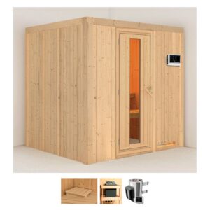 Karibu Sauna "Dima", (Set), 3,6-kW-Plug & Play Ofen mit externer Steuerung