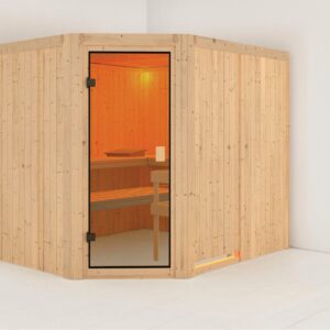 Karibu Sauna ""Homa " mit bronzierter Tür naturbelassen", mit integrierter Mineralwolldämmung