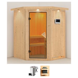 Karibu Sauna "Nanna", (Set), 3,6-kW-Bio-Plug & Play Ofen mit externer Steuerung