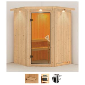 Karibu Sauna "Nanna", (Set), 3,6-kW-Plug & Play Ofen mit integrierter Steuerung