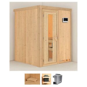 Karibu Sauna Norma, BxTxH: 151 x 151 x 198 cm, 68 mm, (Set) 9 KW-Bio-Ofen mit externer Steuerung