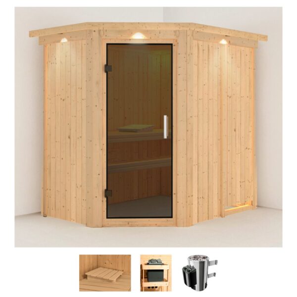 Karibu Sauna "Swantje", (Set), 3,6-kW-Plug & Play Ofen mit integrierter Steuerung