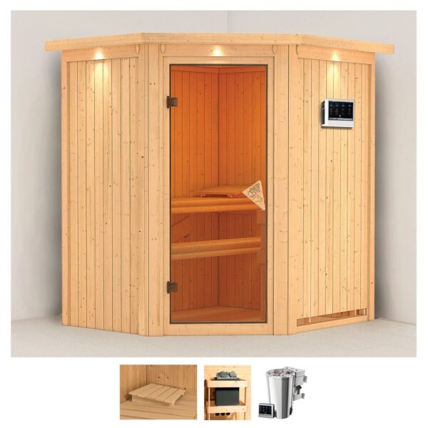 Karibu Sauna "Tomke", (Set), 3,6-kW-Bio-Plug & Play Ofen mit externer Steuerung