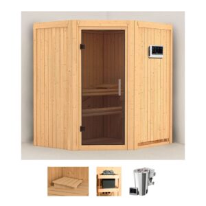 Karibu Sauna "Tomke", (Set), 3,6-kW-Bio-Plug & Play Ofen mit externer Steuerung