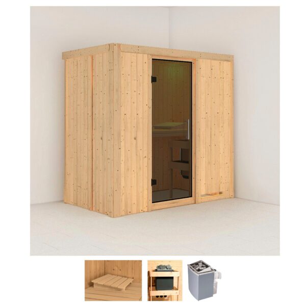 Karibu Sauna "Vada", (Set), 9 KW-Ofen mit integrierter Steuerung
