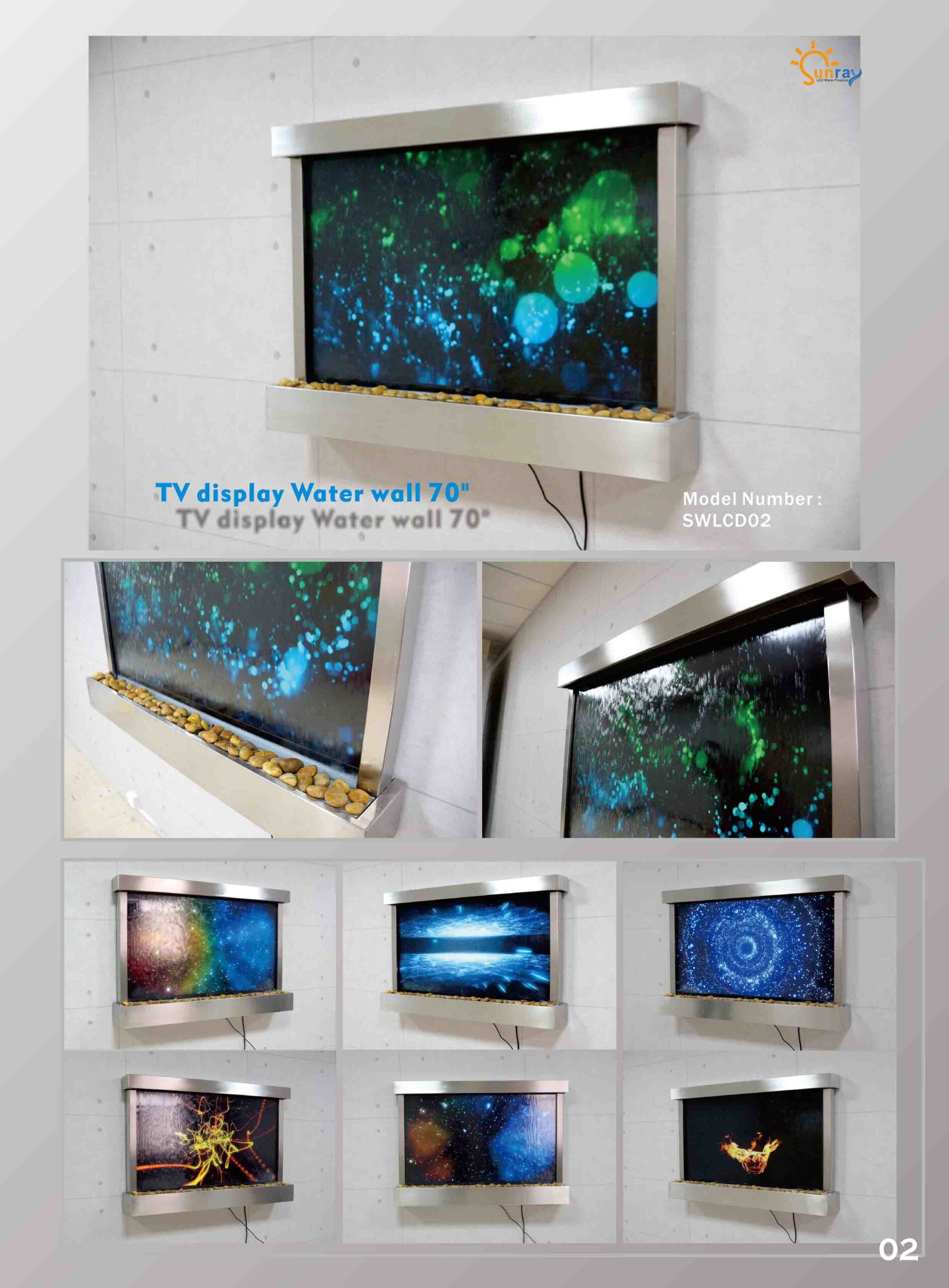LED Wasserwand Designer Wasser Säulen Wasserfall Bild Rahmen 138×98