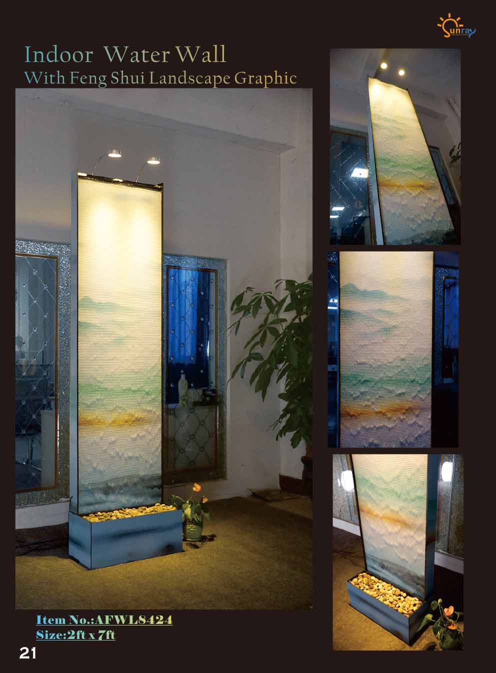 Trennwand Wasserwand Säule Wände Waterwall LED 60x210cm Wasserwände