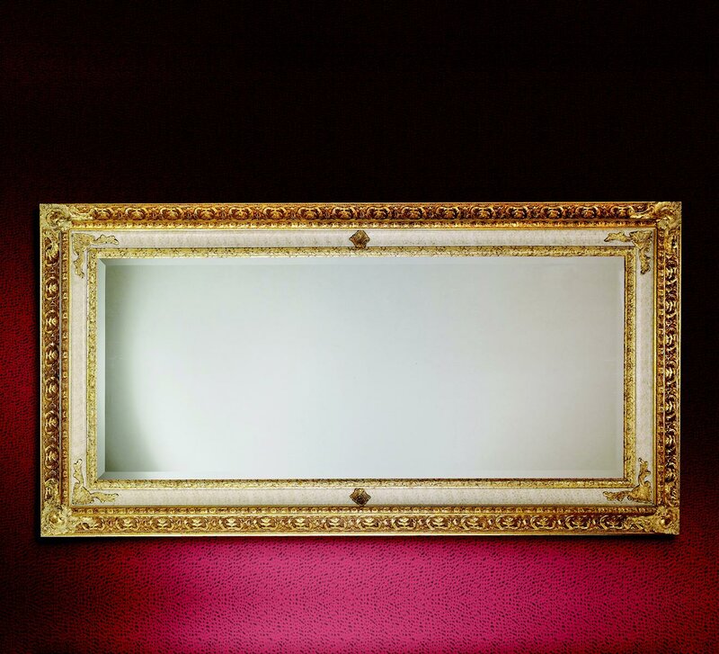Klassischer Wandspiegel Holzrahmen Spiegel Möbel Gold 104×194 Glas Rahmen Wand