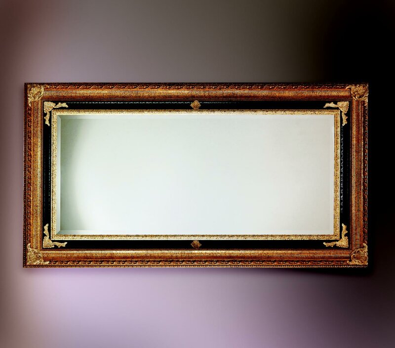 Klassischer Wandspiegel Holzrahmen Spiegel Möbel 107×197 Glas Rahmen Wand Gold