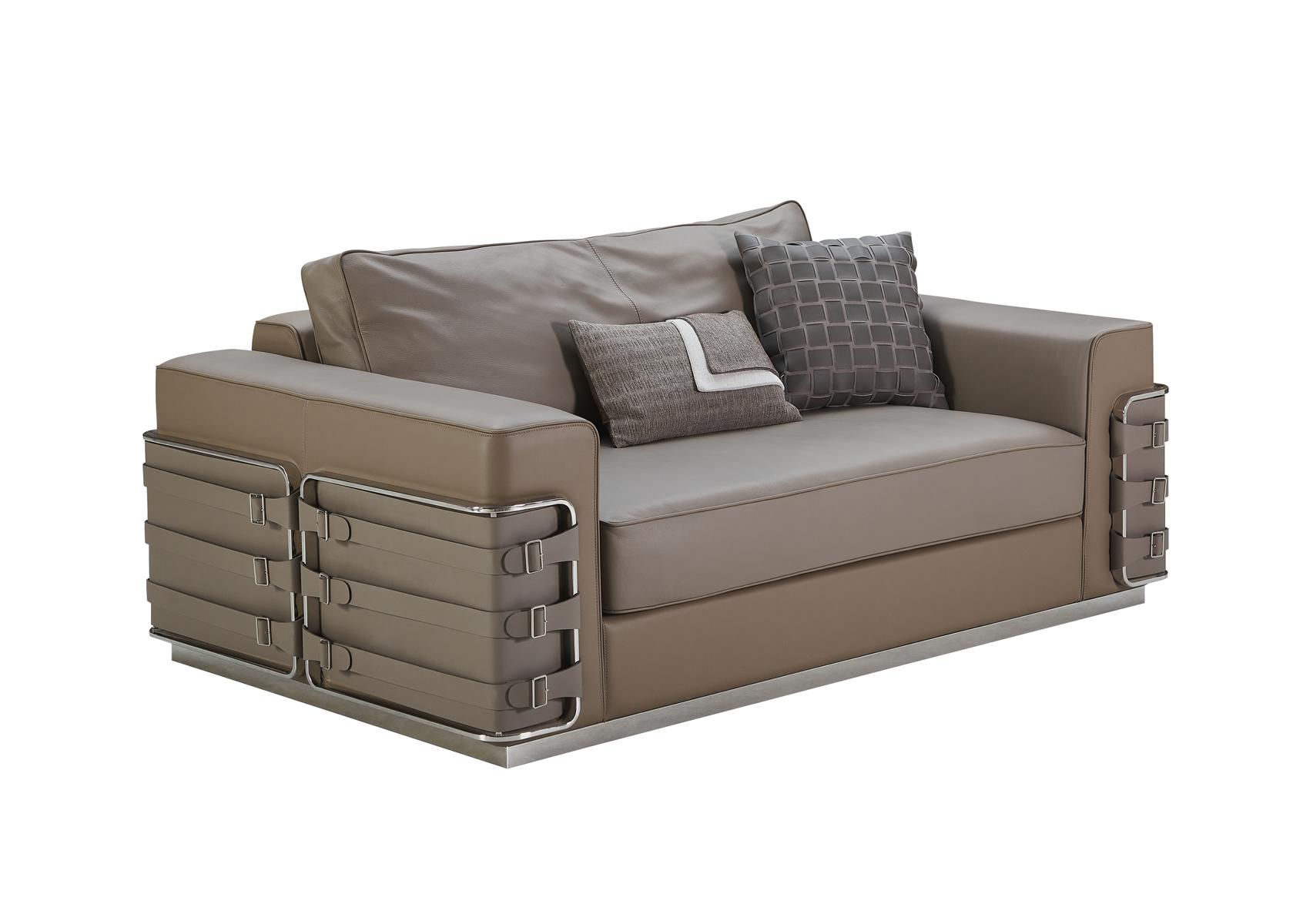 Sofa Leder Braun Luxus Kreative Möbel 2Sitzer Wohnzimmer Modern Design Couchen