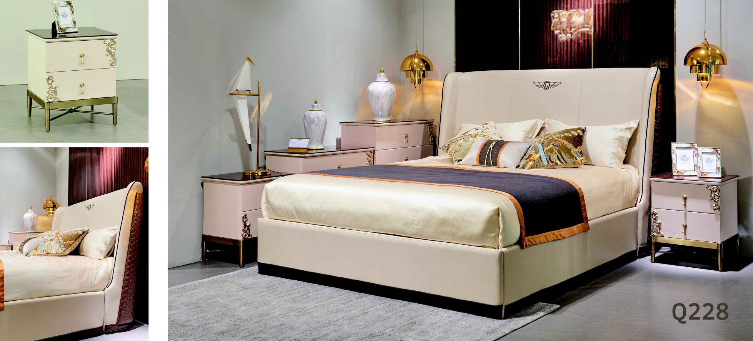 Schlafzimmer Set Betten Luxus Bett 2x nachttisch 3 stücke 180×200 Bett