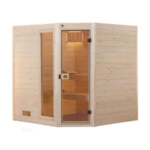 weka Massivholz-Sauna VALIDA Gr. 2 Sparset Eck 7,5 kW OS inkl. digitaler Steuerung, Glastür und Fenster