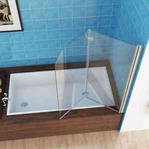 110 x 140 cm Badewannen 2 tlg. Faltwand Aufsatz 180° Duschwand Duschabtrennung Nano Glas - Miqu