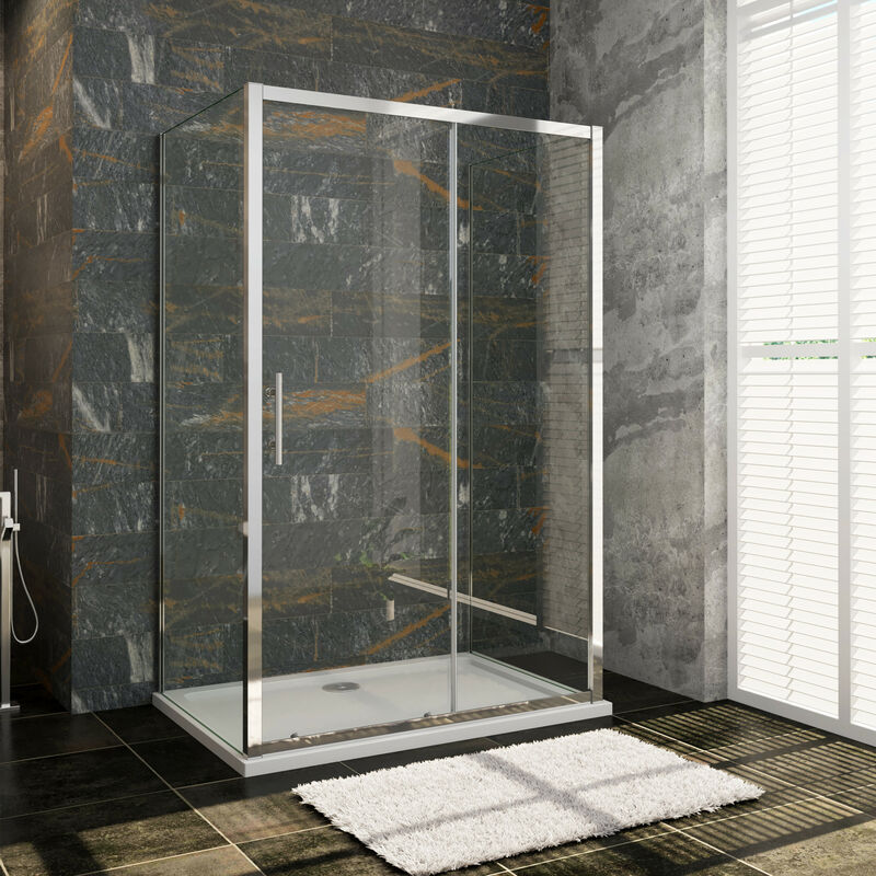 110x70x70x190cm U-förmige Duschkabine eine Dusch-Schiebetür + 2 Seitenwände – Transparent