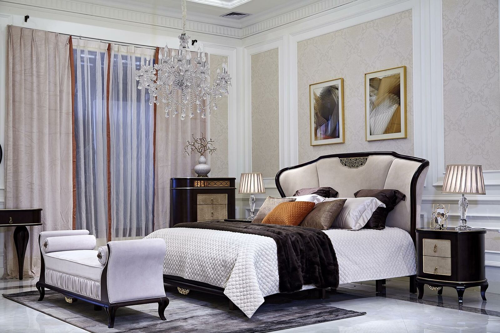 Design Schlafzimmer Bett Luxus Betten Holz Doppel Ehe Polster Möbel 180x200cm