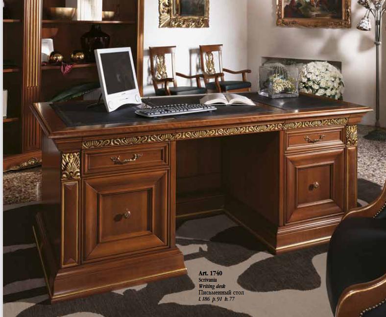 Schreibtisch Büro Tisch Klassischer Designer Office Tische Barock Rokoko Massivholz