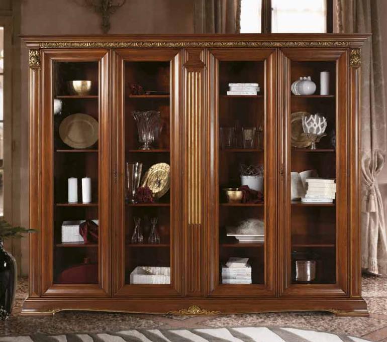 Vitrine Glas Wandschrank Vitrinen Regal Barock Rokoko Italienische Stil Möbel Massivholz