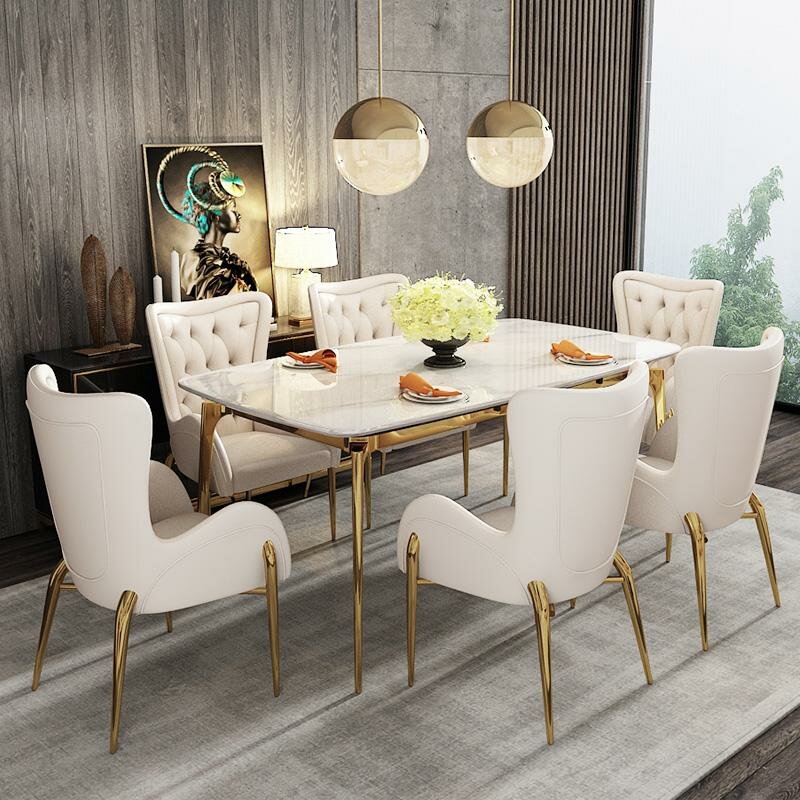 Komplette Luxus Esszimmer Garnitur Tisch 6x Stühle Lehnstuhl Essgruppe