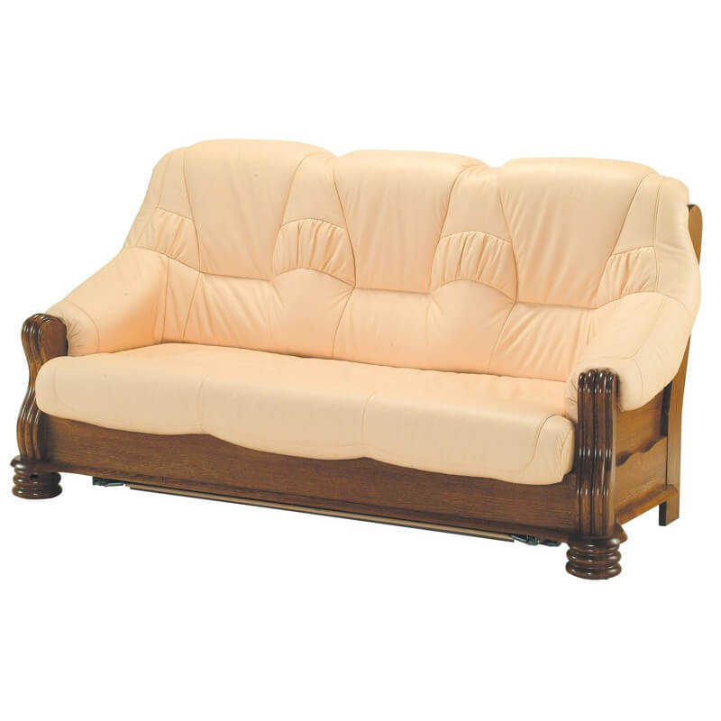 Sofa Luxus 3 Sitzer Couch Polster Holz Leder Couchgarnitur Dreisitzer Couchen