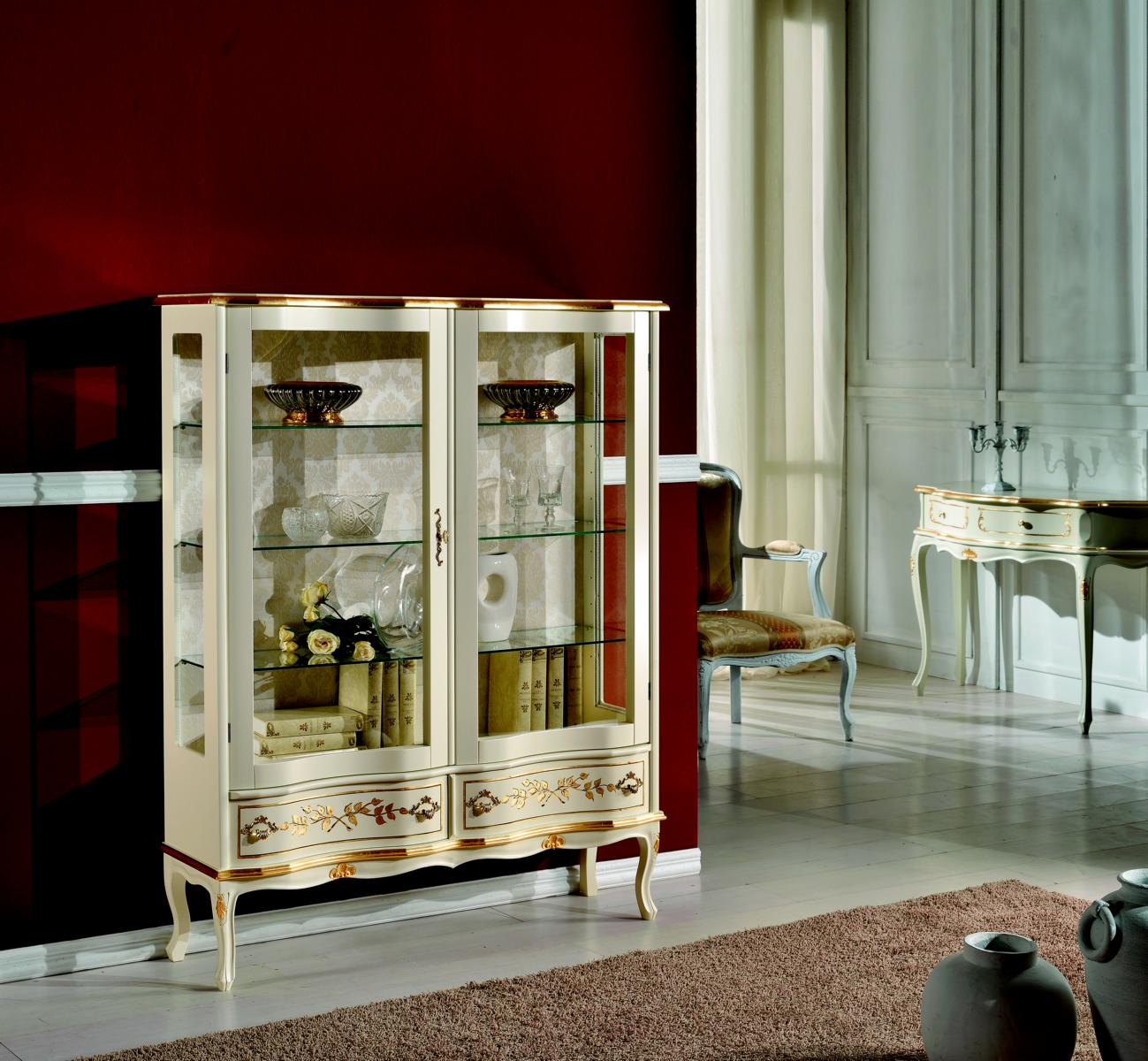 Design Holz Schrank Vitrinen Schränke Italienische Luxus Möbel Anrichte Barock Stil