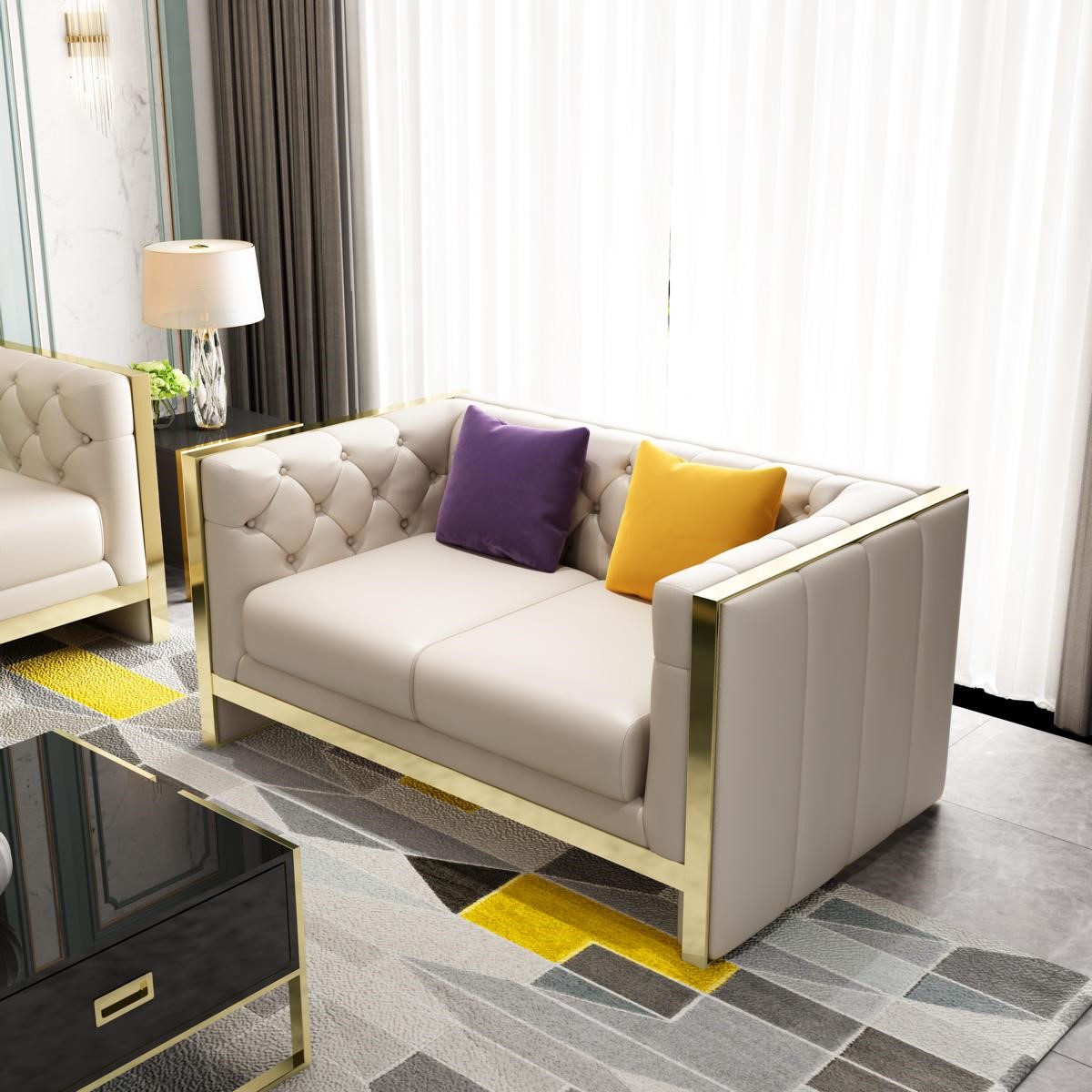 Sofa 2 Sitzer Ledersofa Couch Wohnlandschaft Garnitur Design Modern