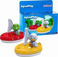 AquaPlay 2x Segelboote + 2x Figuren, Zubehör für AquaPlay Wasserbahnen oder Badewanne, 2 Segelboote und Nils und Lotta