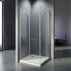 Boromal Dusch Glaswand Duschkabine 90x100 Eckeinstieg Falttuer Duschwand Faltbar Duschabtrennung