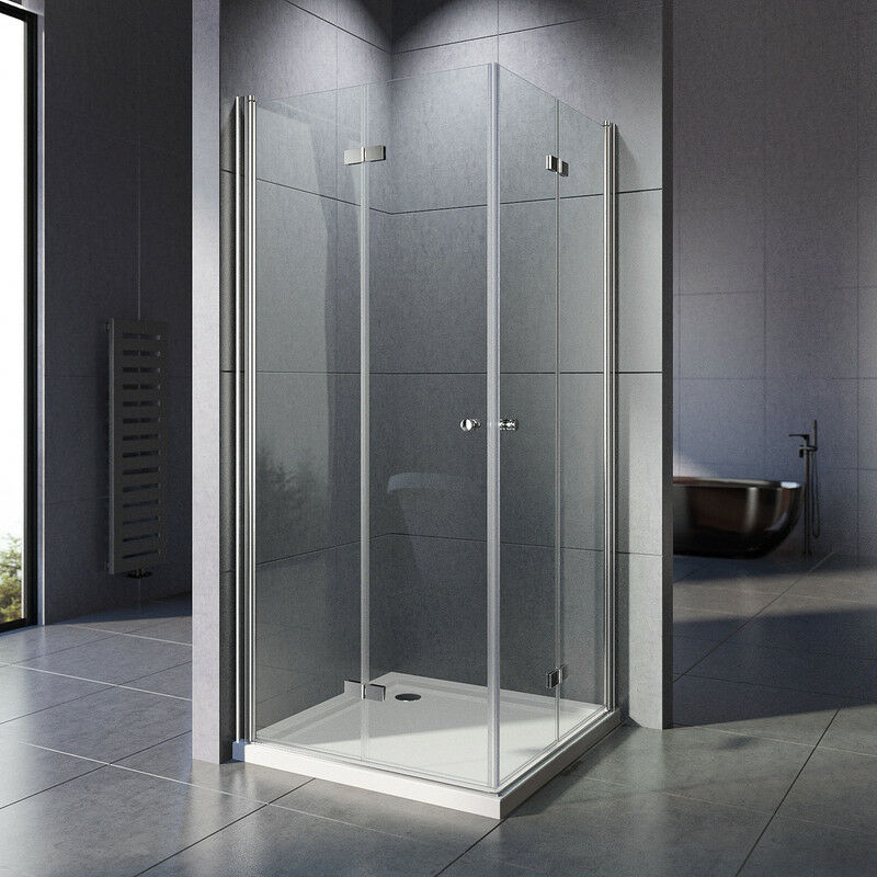 Boromal Dusch Glaswand Duschkabine 90×100 Eckeinstieg Falttuer Duschwand Faltbar Duschabtrennung
