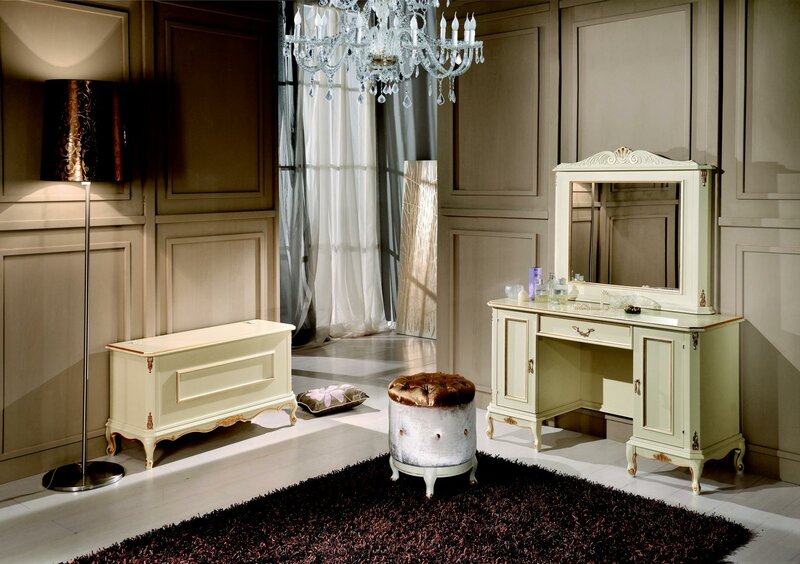 Schminktisch Italienische Stil Möbel Sideboard Schlafzimmer Barock Rokoko Hocker Neu