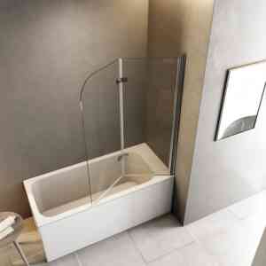 Duschabtrennung 100x140cm Faltwand für Badewanne, Duschwand Badewannenaufsatz mit 6mm Nano Easy Clean Glas - Meykoers