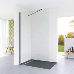 Duschwand Walk in Dusche Glas Duschtrennwand schwarz matt Duschabtrennung 80 90 100 110 120 cm Duschkabine Glaswand 8mm Nano Sicherheitsglas inkl.