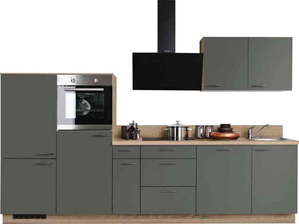 Express Küchen Küchenzeile "Scafa, vormontiert, mit höhenverstellbaren Füßen", vormontiert, wahlweise mit E-Geräten, mit Soft-Close, Breite 320 cm