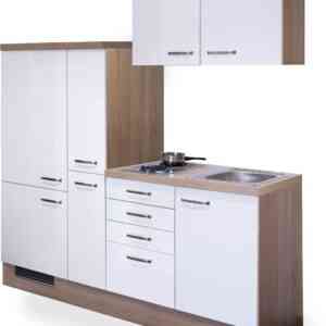 Flex-Well Küche "Florenz", Gesamtbreite 190 cm, mit Apothekerschrank, mit Einbau-Kühlschrank etc.