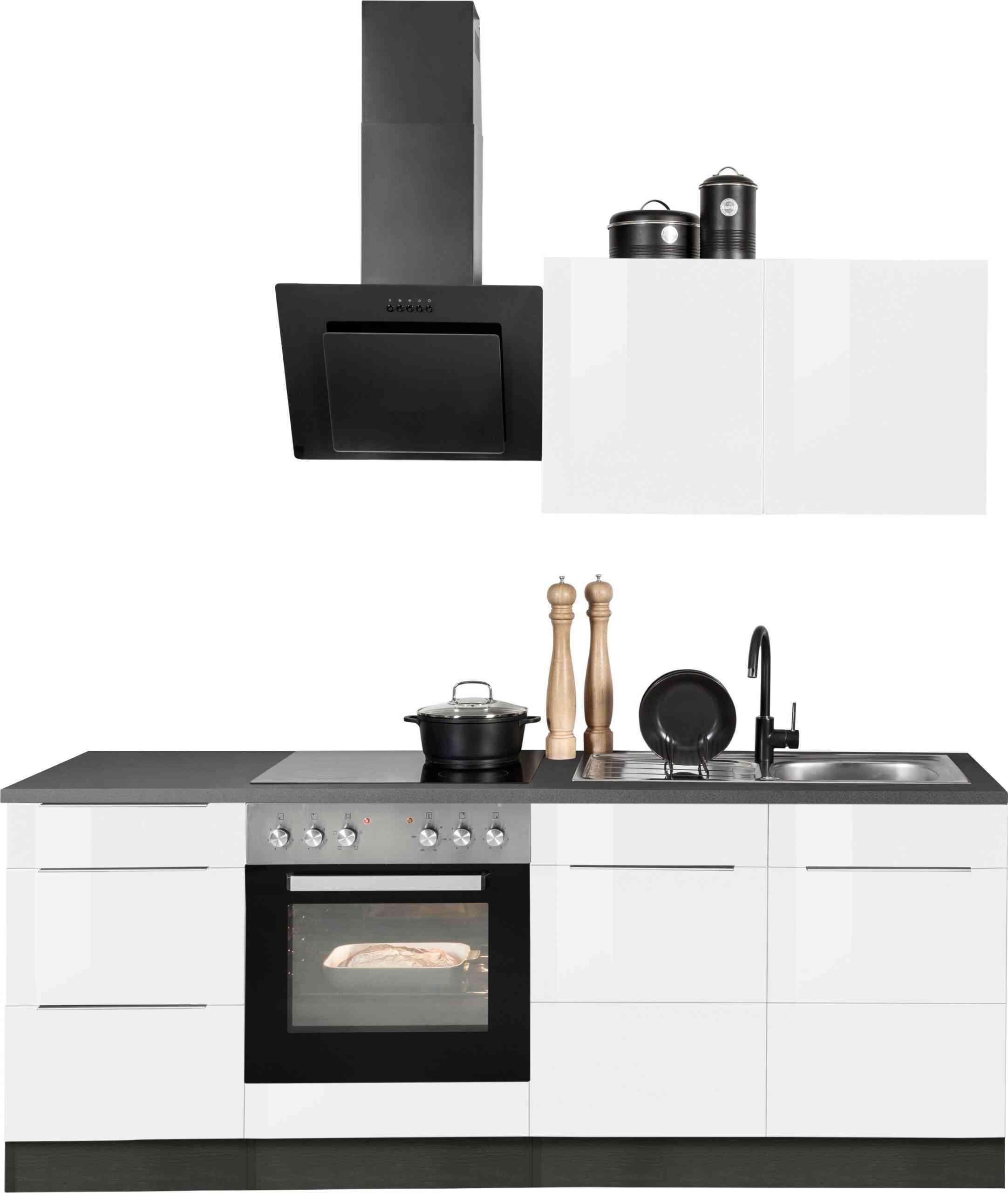 HELD MÖBEL Küchenzeile "Brindisi", mit E-Geräten, Breite 210 cm