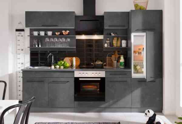 HELD MÖBEL Küchenzeile "Tulsa", ohne E-Geräte, Breite 270 cm, schwarze Metallgriffe, MDF Fronten