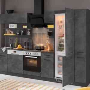 HELD MÖBEL Küchenzeile "Tulsa", ohne E-Geräte, Breite 300 cm, schwarze Metallgriffe, MDF Fronten