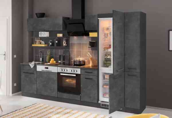 HELD MÖBEL Küchenzeile "Tulsa", ohne E-Geräte, Breite 300 cm, schwarze Metallgriffe, MDF Fronten