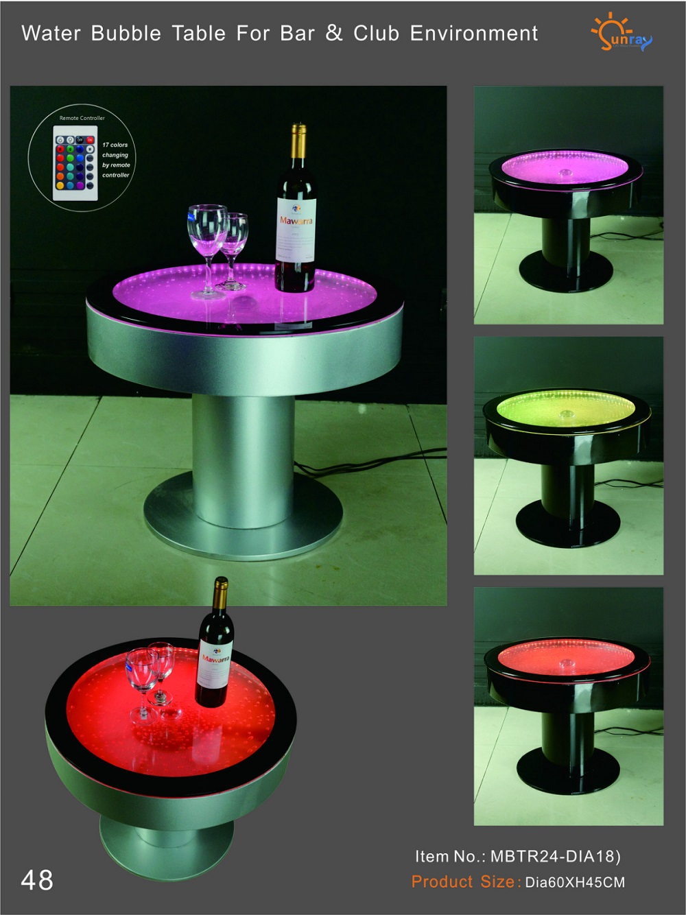 Design Tisch Couchtisch Wasser Säulen Säule Tische Sofa LED Beleuchtet