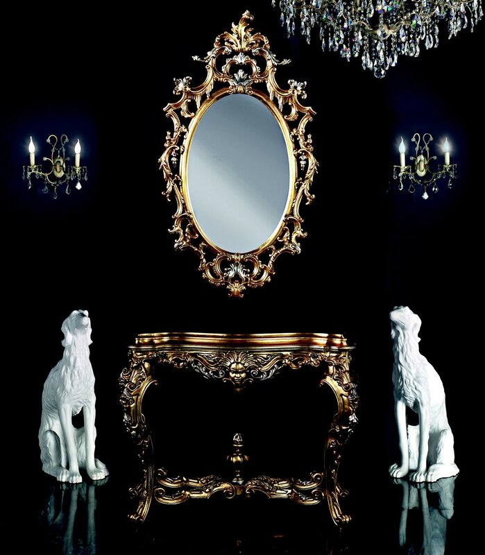 Moderner Großer Luxus Spiegel Wandspiegel Echt Holz Rahmen Hängespiegel Luxus Möbel