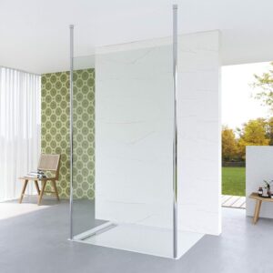 Walk in Duschwand Glas freistehend begehbare Dusche ebenerdige Duschabtrennung offene Dusche Glastrennwand Duschtrennwand für Duschwanne | Klarglas 8