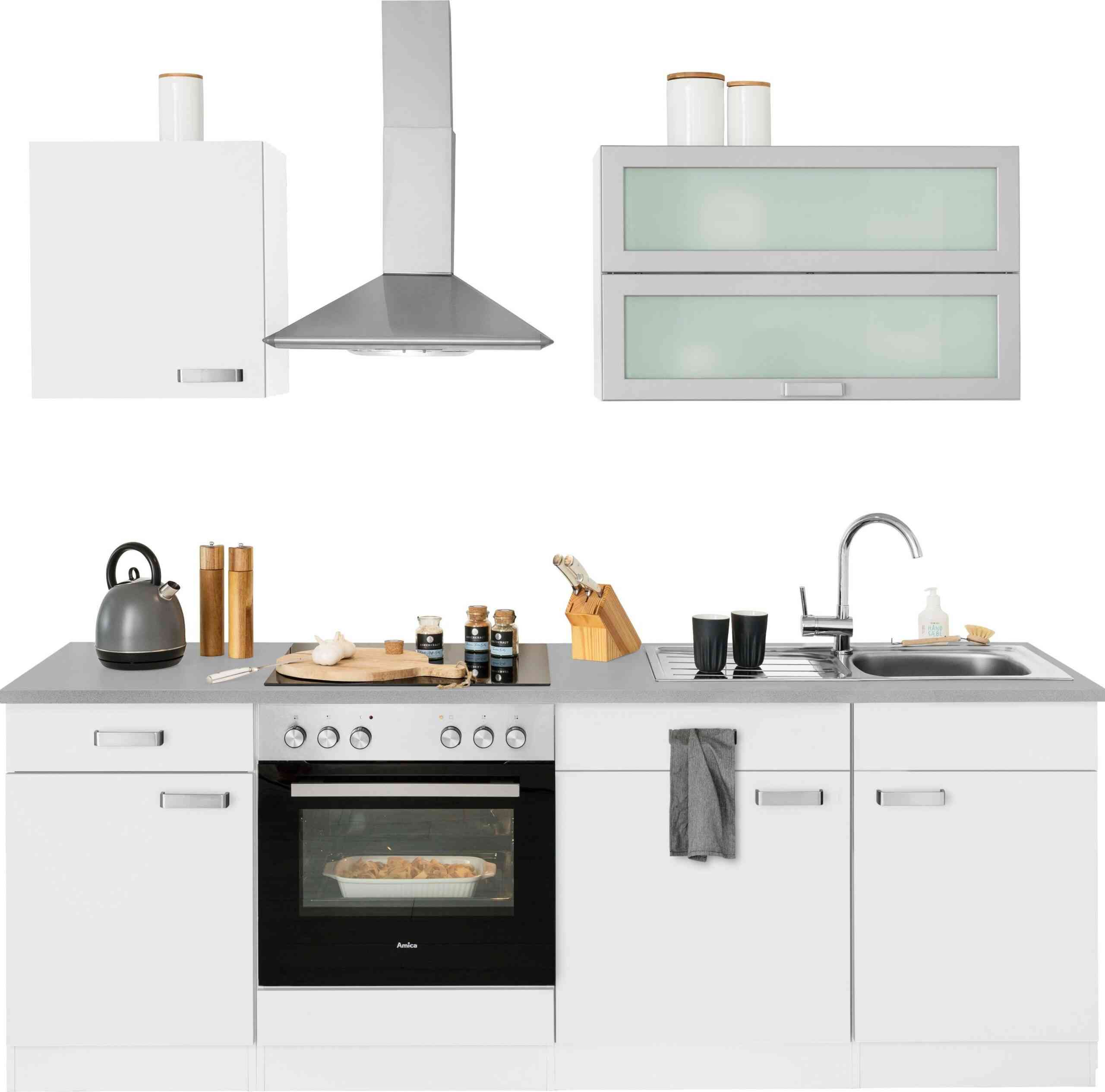 wiho Küchen Küchenzeile „Husum“, mit E-Geräten, Breite 220 cm