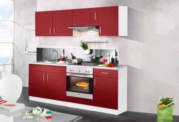 wiho Küchen Küchenzeile "Valencia", mit E-Geräten, Breite 210 cm