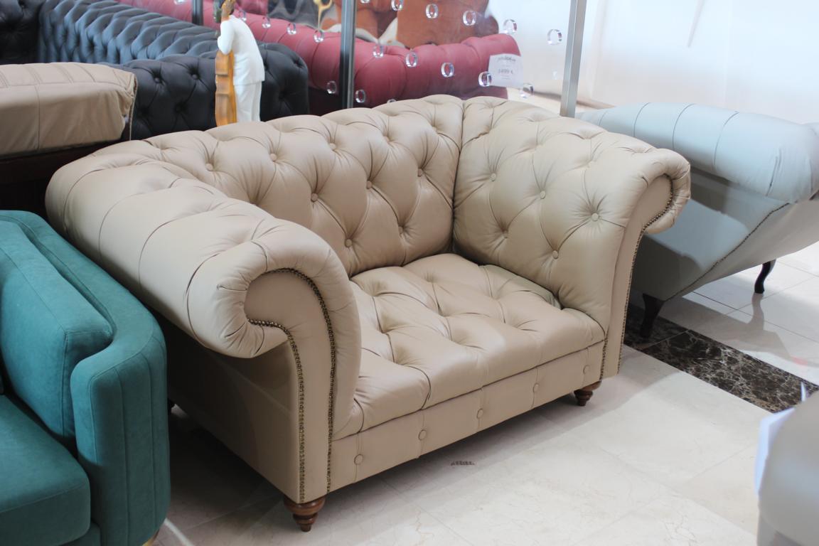 Chesterfield 100% Echtleder Holz Sofa Lounge Club Relax Couch Möbel Leder Sofort