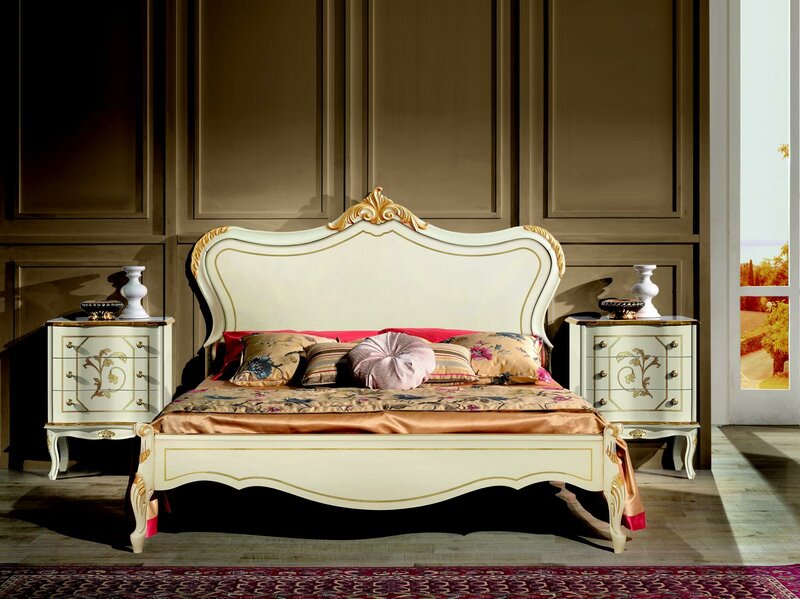 Design Luxus Bett Klassisches Bettgestell Holz Stil Barock Italienische Möbel